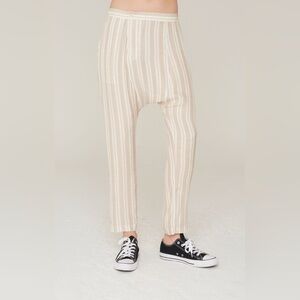 La Boheme Musa Silk Charmeuse Harem Pants in Pumice Stripe NWT